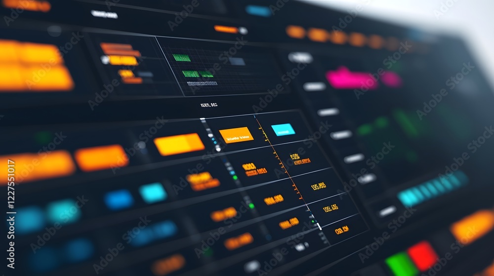 Poster futuristic 3d interface showcasing data analytics and asset distribution