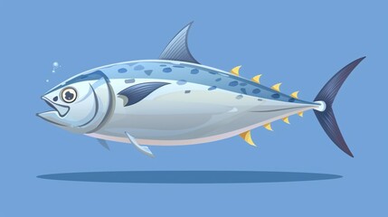 Fototapeta premium Cartoon Tuna Icon: Vibrant Underwater Animal for Aqua-themed Designs