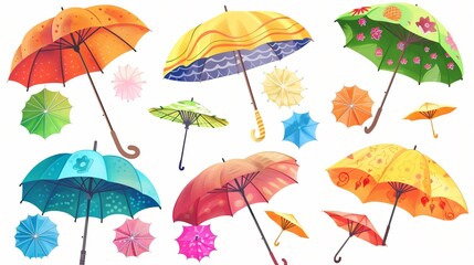 Obraz premium Vibrant Cartoon Sunshades and Colorful Fashion Parasols for Stylish Summer Vibes