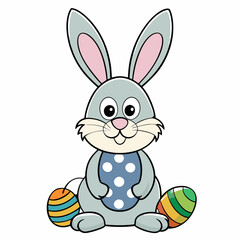 Easter Bunny, Cute Easter Bunny Holding Egg , Cartoon Rabbit Clipart