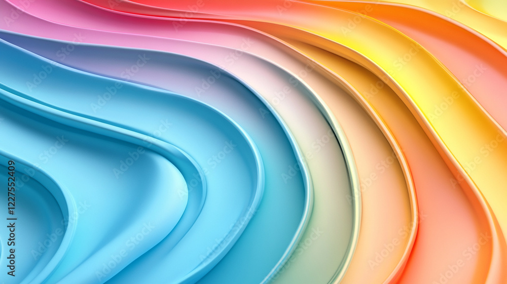Poster abstract wave patterns in vibrant colors flowing smoothly, creating a serene and artistic background