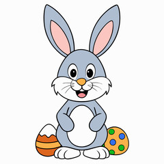 Easter Bunny, Cute Easter Bunny Holding Egg , Cartoon Rabbit Clipart