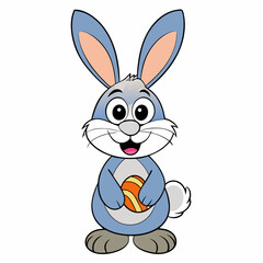 Easter Bunny, Cute Easter Bunny Holding Egg , Cartoon Rabbit Clipart