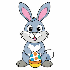 Easter Bunny, Cute Easter Bunny Holding Egg , Cartoon Rabbit Clipart