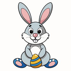 Easter Bunny, Cute Easter Bunny Holding Egg , Cartoon Rabbit Clipart