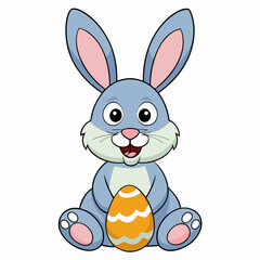 Easter Bunny, Cute Easter Bunny Holding Egg , Cartoon Rabbit Clipart