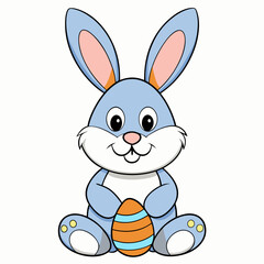 Easter Bunny, Cute Easter Bunny Holding Egg , Cartoon Rabbit Clipart