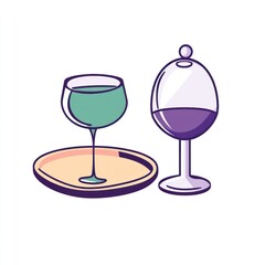 Drinks on tray, restaurant, elegant setting, fine dining