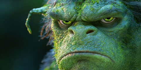 Obraz premium Digital Render of Green-Skinned Creature Face