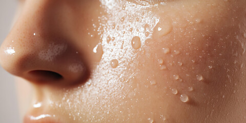 Fototapeta premium Human Skin with Water Droplets