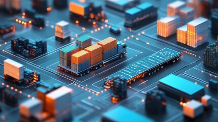 Obraz premium Logistics management software interface, 3D illustration. 