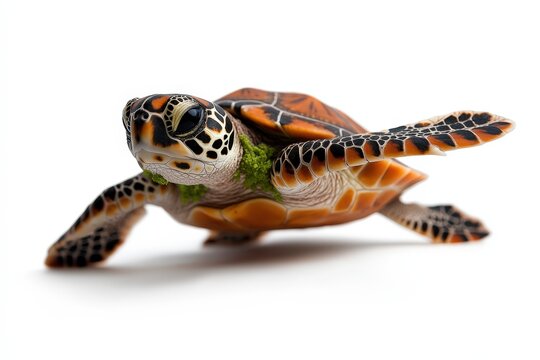 A close-up of a vibrant sea turtle gliding through the water, showcasing its detailed shell pattern and serene expression, symbolizing the richness of marine ecosystems.