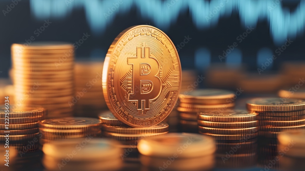 Poster cryptocurrency asset allocation charts displayed on a digital screen with clean 3d design