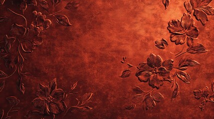 Luxurious embossed red and orange velvet background design