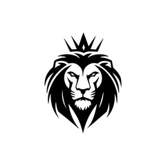 Lion head logo black and white vector end station and brand design