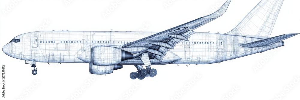Leinwandbilder Technical blueprints showcasing airplane design and engineering details for advanced aeronautics. Generative AI