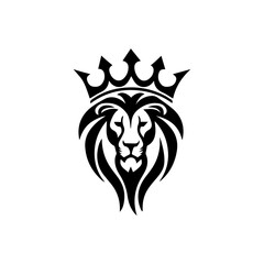 Fototapeta premium Lion head logo black and white vector end station and brand design