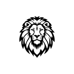 Lion head logo black and white vector end station and brand design