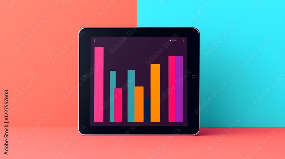 Aufkleber digital tablet displaying interactive sustainability report with data tracking and feedback