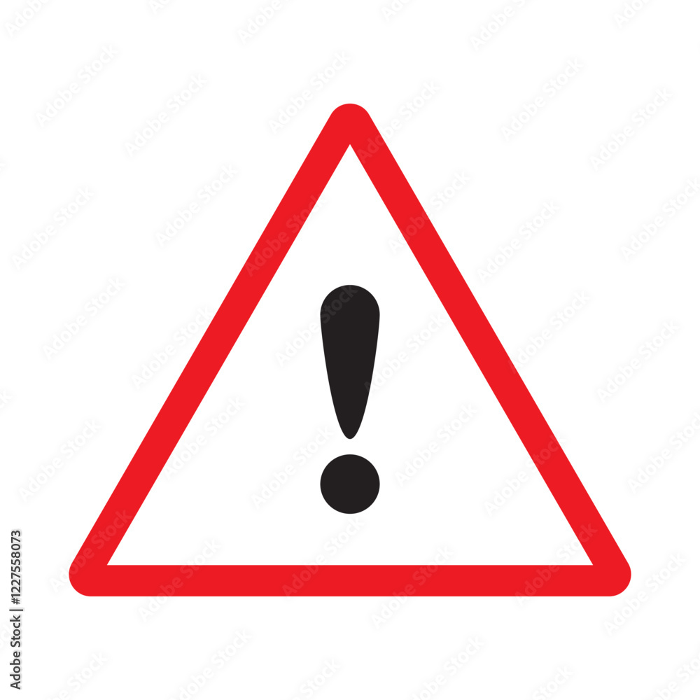 Poster red triangular warning sign with an exclamation mark. danger warning sign.