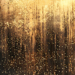 A textured abstract artwork featuring golden hues and shimmering elements.