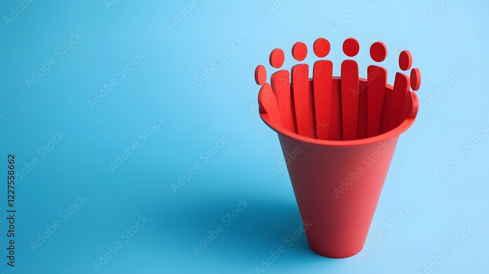 Poster talent acquisition funnel with skill development elements in 3d