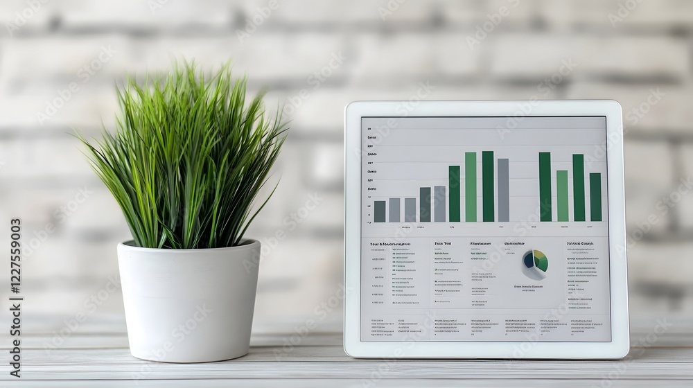Poster digital sustainability dashboard displaying performance metrics