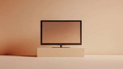 Fototapeta premium Modern television on minimalist beige pedestal
