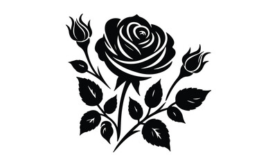 Obraz premium Roses tattoo, Black roses vector, Black silhouette rose, silhouette rose.