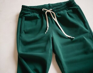 Stylish green jogger pants with a comfortable fit and drawstring detail.