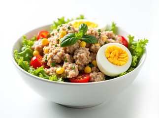 Tuna Salad with Egg, Veggies & Corn - Delicious Bowl