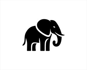 Elephant silhouette logo design icon vector illustration. Black color Elephant logo template