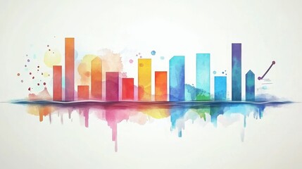 Obraz premium Market analysis flat design side view financial report theme water color complementary color scheme.