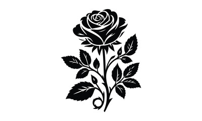 Roses tattoo, Black roses vector, Black silhouette rose, silhouette rose.