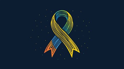 Down Syndrome Day Ribbon Flat Vector Illustration