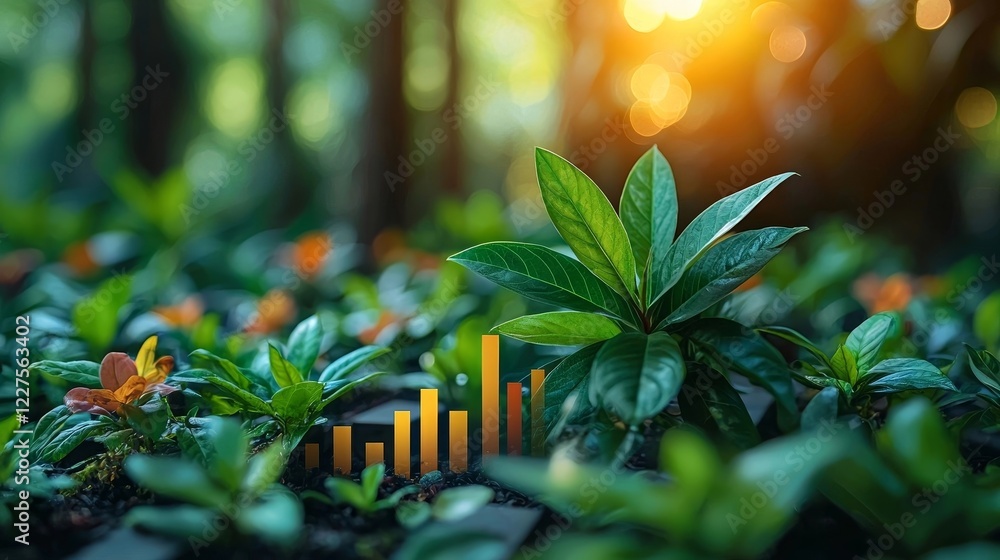 Poster nature inspired data analytics concept with layered graphs and charts