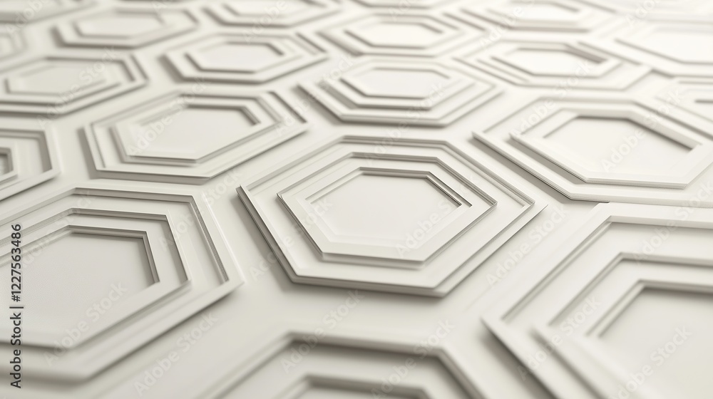 Poster repeating line-based hexagons gently rotated and layered