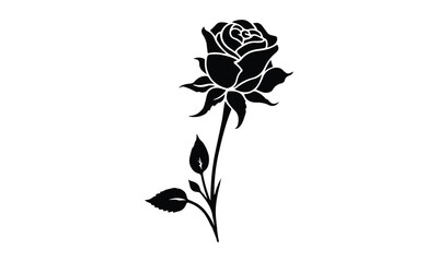 Roses tattoo, Black roses vector, Black silhouette rose, silhouette rose.