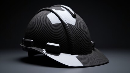 Fototapeta premium A sleek carbon fiber hard hat with a modern, durable design, perfect for industrial safety.