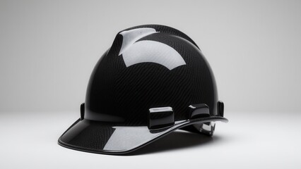 Fototapeta premium A professional carbon fiber hard hat with a glossy finish and impact-resistant material.