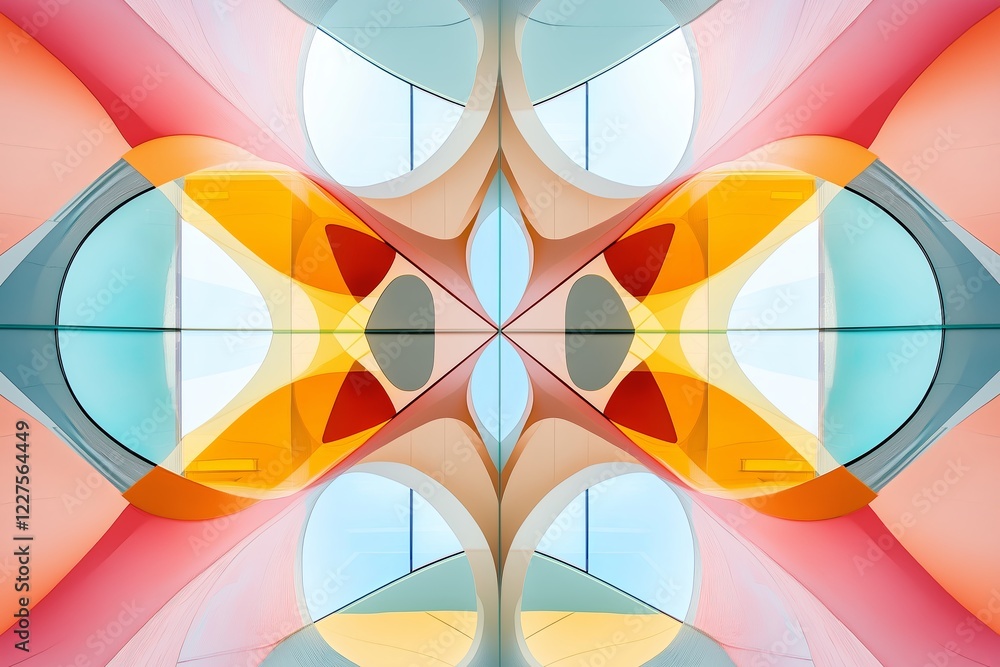 Poster Geometric patterns shifting dynamically in a kaleidoscopic view