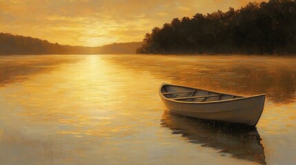 Golden Hour Serenity: A Canoeing Sunset
