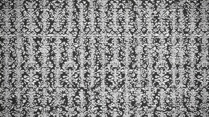 Elegant Black and White Floral Damask Pattern Textile Background