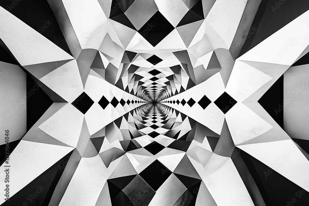Aufkleber Geometric patterns shifting dynamically in a kaleidoscopic view