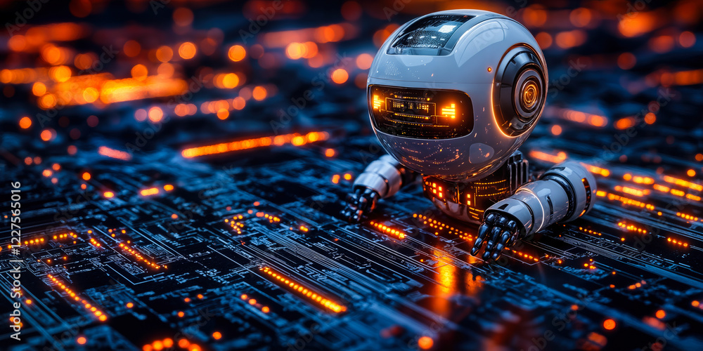 Poster streamlined ai model deployment in futuristic digital environment with robotics concept