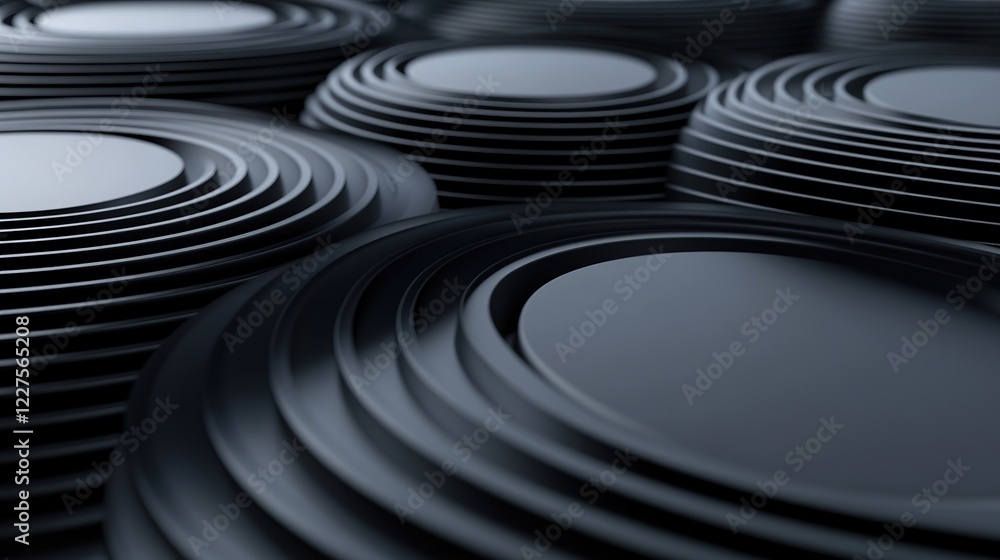 Poster rows of staggered ellipses gently rotating in overlapping motions