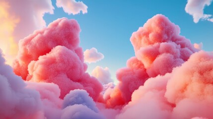 Colorful Dreamy Clouds in a Vibrant Sky at Sunrise or Sunset
