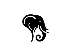 Elephant silhouette logo design icon vector illustration. Black color Elephant logo template