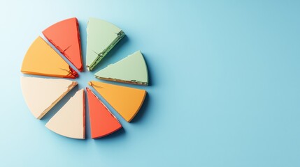 Fototapeta premium Colorful Pie Chart Segments on Blue Background for Business Concepts