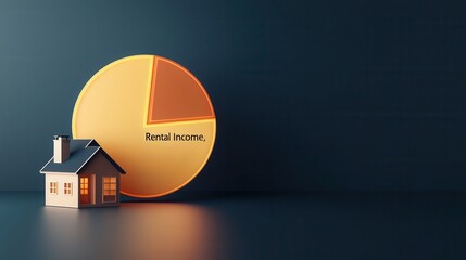 Conceptual Depiction of Rental Income with House and Pie Chart